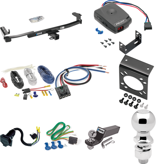 Fits 2008-2009 Mercury Sable Trailer Hitch Tow PKG w/ Pro Series Pilot Brake Control + Generic BC Wiring Adapter + 7-Way RV Wiring + 2" & 2-5/16" Ball & Drop Mount (For Sedan Models) By Reese Towpower