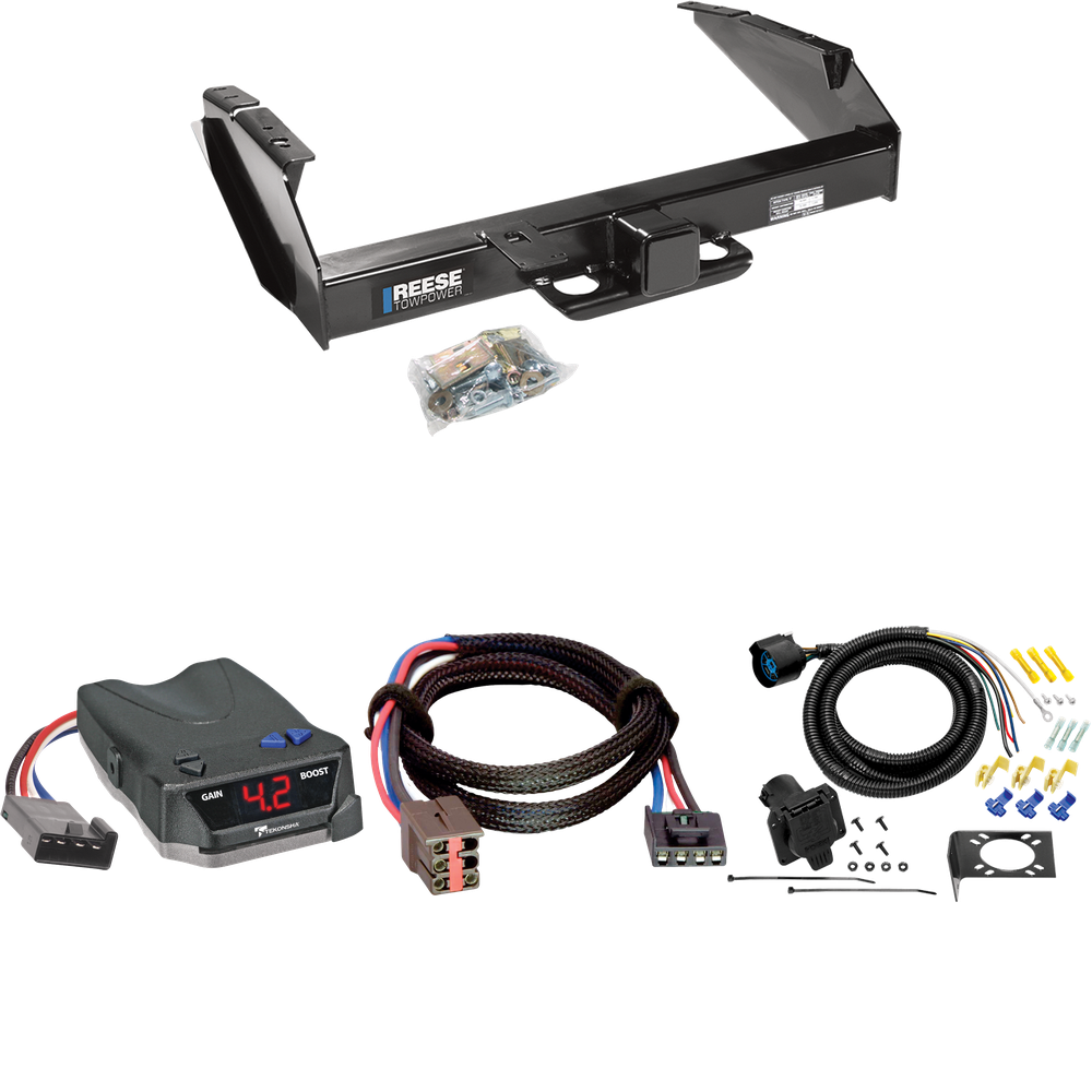 Fits 1994-1996 Ford F-350 Trailer Hitch Tow PKG w/ Tekonsha BRAKE-EVN Brake Control + Plug & Play BC Adapter + 7-Way RV Wiring By Reese Towpower