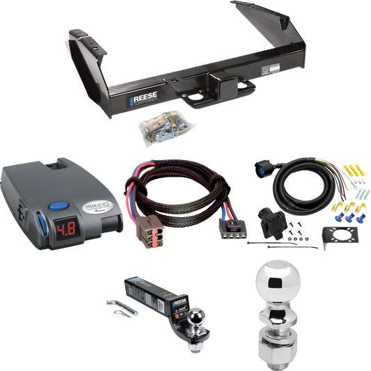 Se adapta al paquete de remolque con enganche para remolque Ford F-250 HD 1997-1997 con control de freno Tekonsha Primus IQ + adaptador BC Plug &amp; Play + cableado RV de 7 vías + soporte de bola y caída de 2" y 2-5/16" de Reese Towpower