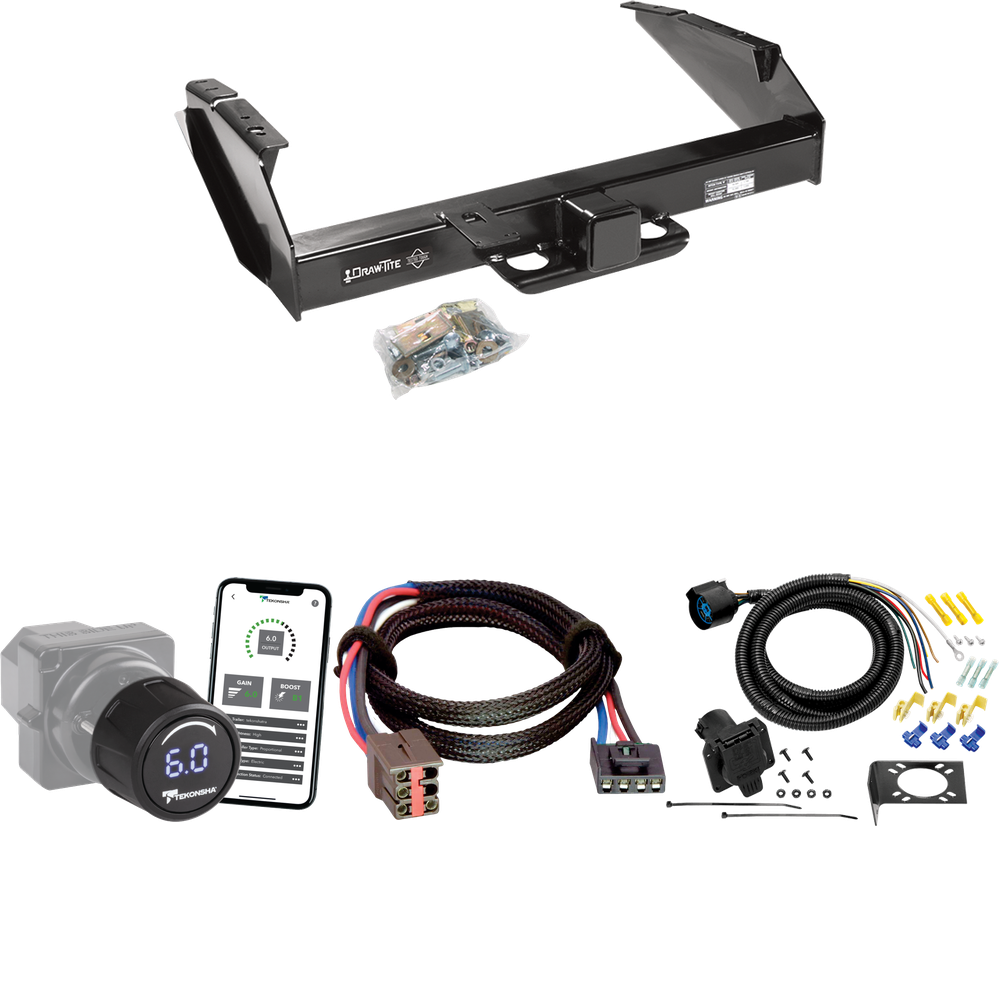 Se adapta al paquete de enganche de remolque Ford F-350 1994-1996 con control de freno inalámbrico Bluetooth Tekonsha Prodigy iD + adaptador BC Plug &amp; Play + cableado RV de 7 vías de Draw-Tite