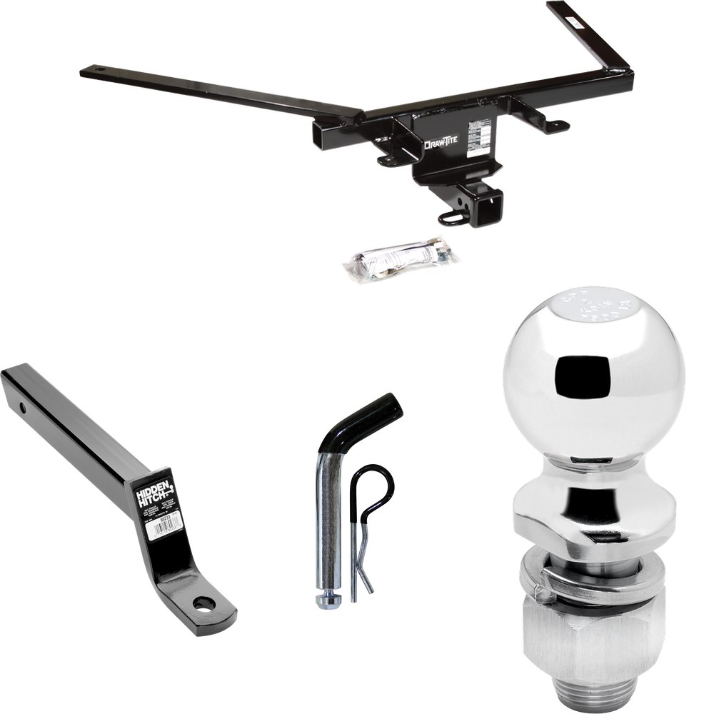 Fits 2010-2019 Ford Taurus Trailer Hitch Tow PKG w/ Extended 16" Long Ball Mount w/ 4" Drop + Pin/Clip + 2" Ball (For Sedan Models) By Draw-Tite