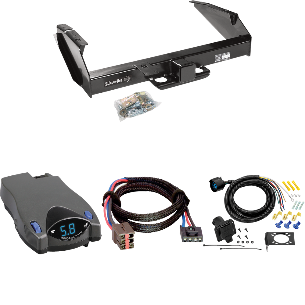 Fits 1994-1996 Ford F-350 Trailer Hitch Tow PKG w/ Tekonsha Prodigy P2 Brake Control + Plug & Play BC Adapter + 7-Way RV Wiring By Draw-Tite