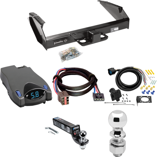 Fits 1994-1996 Ford F-250 Trailer Hitch Tow PKG w/ Tekonsha Prodigy P2 Brake Control + Plug & Play BC Adapter + 7-Way RV Wiring + 2" & 2-5/16" Ball & Drop Mount By Draw-Tite