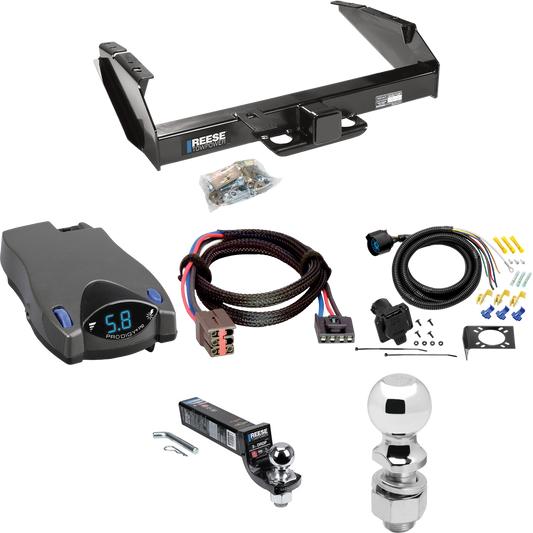 Fits 1994-1996 Ford F-350 Trailer Hitch Tow PKG w/ Tekonsha Prodigy P2 Brake Control + Plug & Play BC Adapter + 7-Way RV Wiring + 2" & 2-5/16" Ball & Drop Mount By Reese Towpower