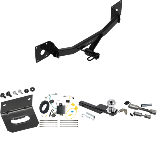 Fits 2016-2023 Chevrolet Malibu Trailer Hitch Tow PKG w/ 4-Flat Wiring Harness + Interlock Starter Kit w/ 2" Ball 1-1/4" Drop 3/4" Rise + Wiring Bracket + Dual Hitch & Coupler Locks (Excludes: Premier (New Body Style) Models) By Draw-Tite