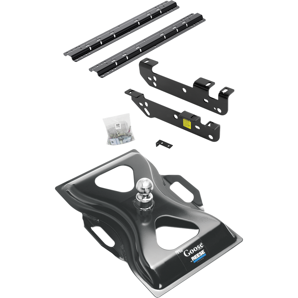 Fits 2011-2016 Ford F-350 Super Duty Custom Industry Standard Above Bed Rail Kit + 25K Reese Gooseneck Hitch (For 6-1/2' and 8 foot Bed, Except Cab & Chassis, w/o Factory Puck System Models) By Reese