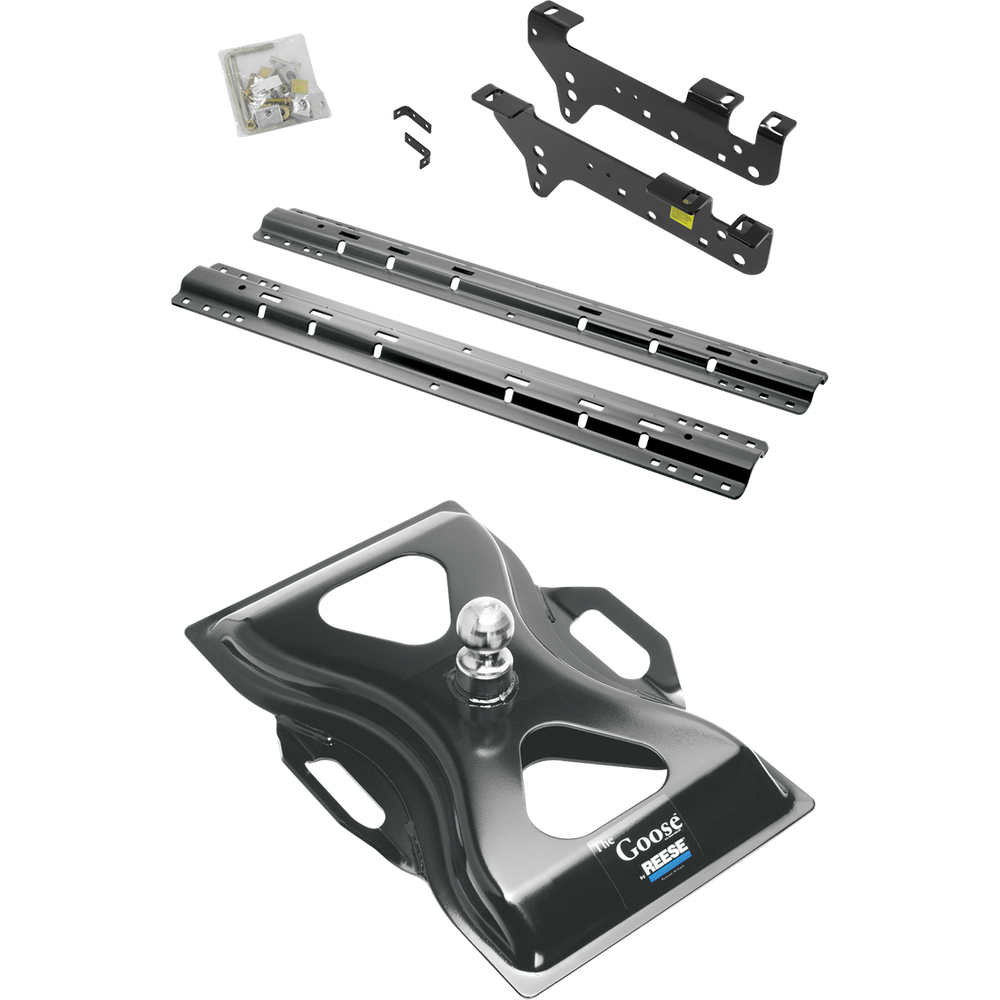 Fits 1999-2010 Ford F-350 Super Duty Custom Industry Standard Above Bed Rail Kit + 25K Reese Gooseneck Hitch (For 6-1/2' and 8 foot Bed, Except Cab & Chassis, w/o Factory Puck System Models) By Reese