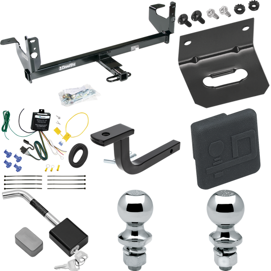 Fits 2008-2012 Chevrolet Malibu LTZ Trailer Hitch Tow PKG w/ 4-Flat Wiring Harness + Draw-Bar + 1-7/8" + 2" Ball + Wiring Bracket + Hitch Cover + Hitch Lock By Draw-Tite