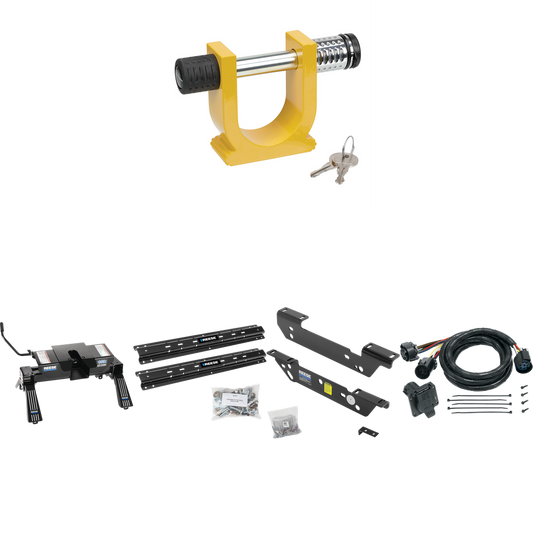 Fits 2011-2016 Ford F-350 Super Duty Custom Outboard Above Bed Rail Kit + 16K Fifth Wheel + In-Bed Wiring + King Pin Lock (For 5'8 or Shorter Bed (Sidewinder Required), Except Cab & Chassis, w/o Factory Puck System Models) By Reese