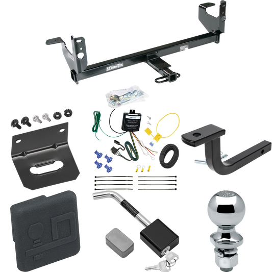 Se adapta al paquete de remolque con enganche para remolque Chevrolet Malibu LTZ 2008-2012 con arnés de cableado plano de 4 + barra de tracción + bola de 2" + soporte de cableado + cubierta de enganche + bloqueo de enganche de Draw-Tite