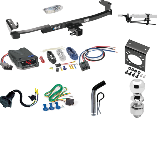 Fits 2008-2009 Ford Taurus X Trailer Hitch Tow PKG w/ 6K Round Bar Weight Distribution Hitch w/ 2-5/16" Ball + 2" Ball + Pin/Clip + Tekonsha BRAKE-EVN Brake Control + Generic BC Wiring Adapter + 7-Way RV Wiring By Reese Towpower