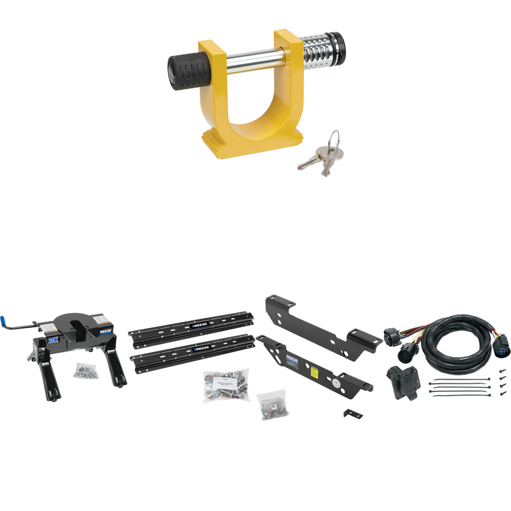 Fits 2011-2016 Ford F-250 Super Duty Custom Outboard Above Bed Rail Kit + 20K Fifth Wheel + In-Bed Wiring + King Pin Lock (For 5'8 or Shorter Bed (Sidewinder Required), Except Cab & Chassis, w/o Factory Puck System Models) By Reese