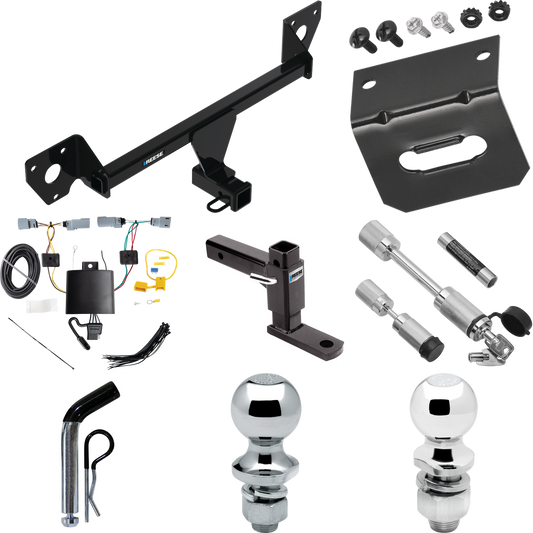 Fits 2021-2023 Chevrolet Trailblazer Trailer Hitch Tow PKG w/ 4-Flat Wiring Harness + Adjustable Drop Rise Ball Mount + Pin/Clip + 2" Ball + 1-7/8" Ball + Dual Hitch & Coupler Locks (For w/LED Taillights Models) By Reese Towpower