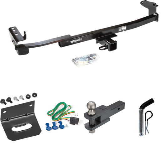 Fits 2008-2009 Ford Taurus Trailer Hitch Tow PKG w/ 4-Flat Wiring Harness + Clevis Hitch Ball Mount w/ 2" Ball + Pin/Clip + Wiring Bracket (For Sedan Models) By Draw-Tite