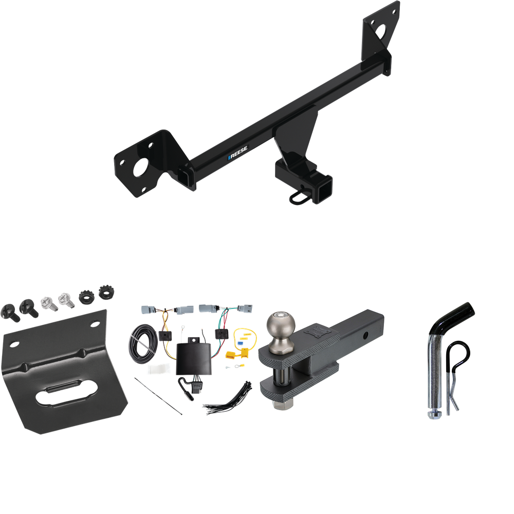 Fits 2021-2023 Chevrolet Trailblazer Trailer Hitch Tow PKG w/ 4-Flat Wiring Harness + Clevis Hitch Ball Mount w/ 2" Ball + Pin/Clip + Wiring Bracket (For w/LED Taillights Models) By Reese Towpower