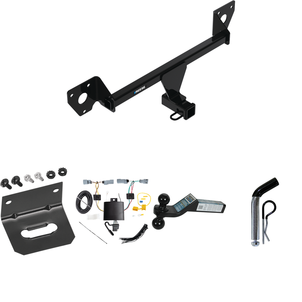 Fits 2021-2023 Chevrolet Trailblazer Trailer Hitch Tow PKG w/ 4-Flat Wiring Harness + Dual Ball Ball Mount 2" & 2-5/16" Trailer Balls + Pin/Clip +  Wiring Bracket (For w/LED Taillights Models) By Reese Towpower