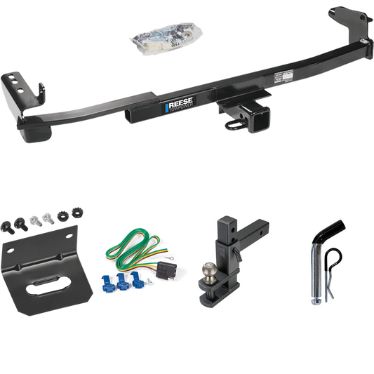 Fits 2008-2009 Ford Taurus Trailer Hitch Tow PKG w/ 4-Flat Wiring Harness + Adjustable Drop Rise Clevis Hitch Ball Mount w/ 2" Ball + Pin/Clip + Wiring Bracket (For Sedan Models) By Reese Towpower