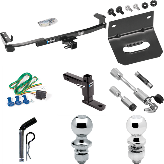 Fits 2008-2009 Mercury Sable Trailer Hitch Tow PKG w/ 4-Flat Wiring Harness + Adjustable Drop Rise Ball Mount + Pin/Clip + 2" Ball + 1-7/8" Ball + Dual Hitch & Coupler Locks (For Sedan Models) By Reese Towpower