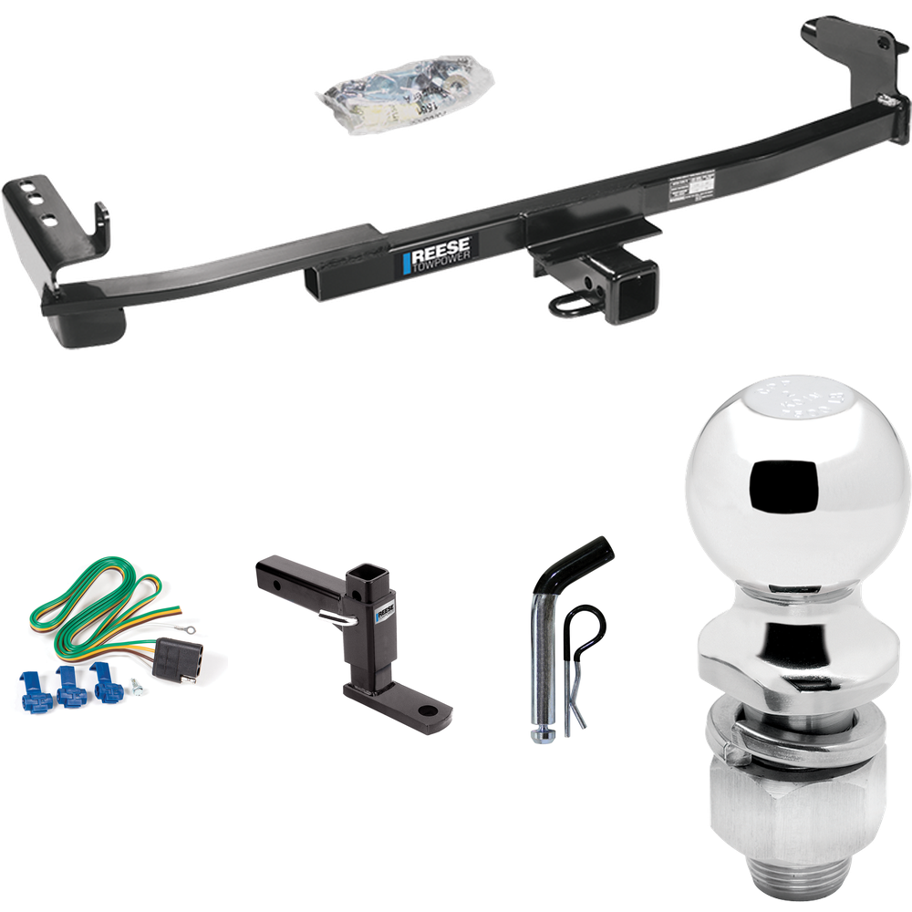 Fits 2008-2009 Mercury Sable Trailer Hitch Tow PKG w/ 4-Flat Wiring Harness + Adjustable Drop Rise Ball Mount + Pin/Clip + 2" Ball (For Sedan Models) By Reese Towpower