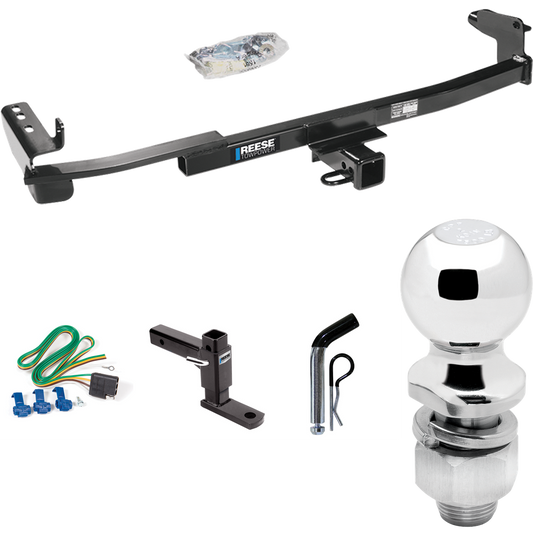 Fits 2008-2009 Mercury Sable Trailer Hitch Tow PKG w/ 4-Flat Wiring Harness + Adjustable Drop Rise Ball Mount + Pin/Clip + 2" Ball (For Sedan Models) By Reese Towpower