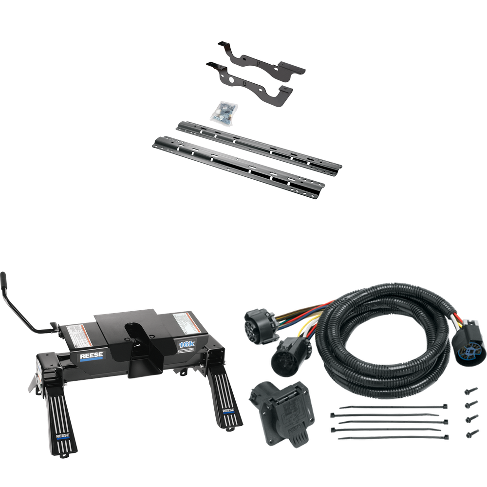 Fits 2017-2023 Ford F-250 Super Duty Custom Industry Standard Above Bed Rail Kit + 16K Fifth Wheel + In-Bed Wiring (For 5'8 or Shorter Bed (Sidewinder Required), Except Dual Rear Wheel or Cab & Chassis, w/o Factory Puck System Models) By Reese