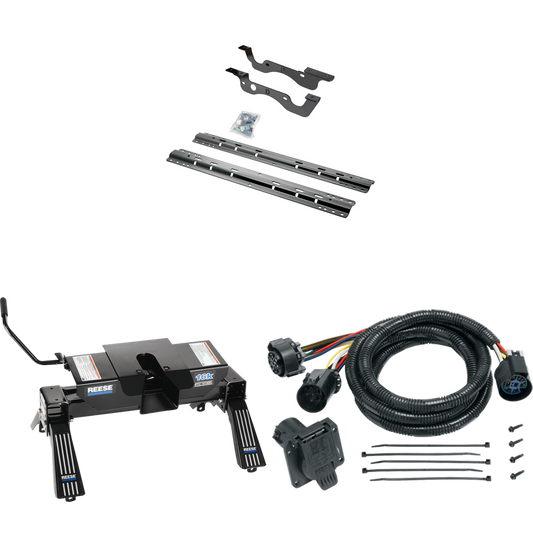 Fits 2017-2023 Ford F-250 Super Duty Custom Industry Standard Above Bed Rail Kit + 16K Fifth Wheel + In-Bed Wiring (For 5'8 or Shorter Bed (Sidewinder Required), Except Dual Rear Wheel or Cab & Chassis, w/o Factory Puck System Models) By Reese