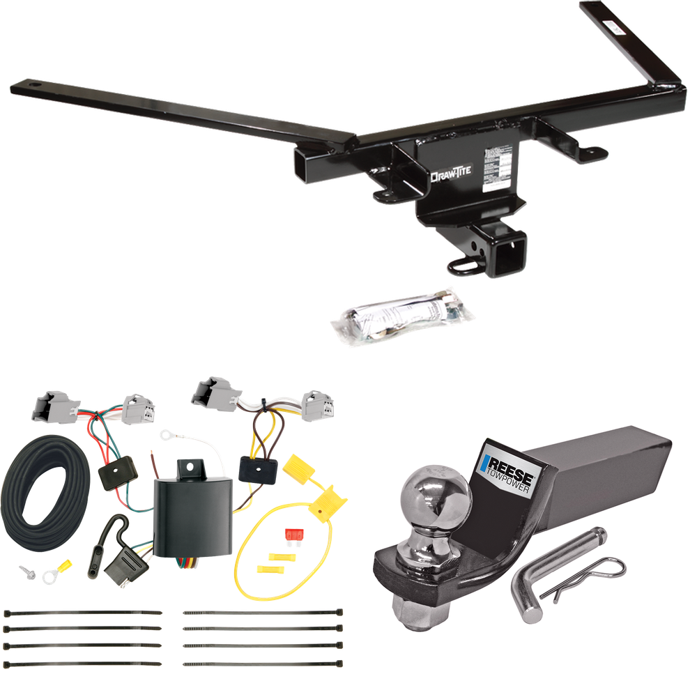 Fits 2010-2019 Ford Taurus Trailer Hitch Tow PKG w/ 4-Flat Wiring + Starter Kit Ball Mount w/ 2" Drop & 2" Ball (For Sedan Models) By Draw-Tite