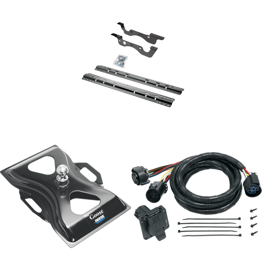 Fits 2017-2023 Ford F-350 Super Duty Custom Industry Standard Above Bed Rail Kit + 25K Reese Gooseneck Hitch + In-Bed Wiring (For 6-1/2' and 8 foot Bed, Except Dual Rear Wheel or Cab & Chassis, w/o Factory Puck System Models) By Reese