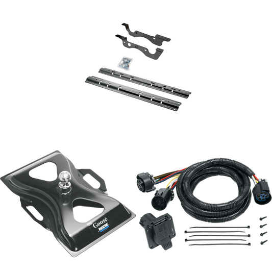 Fits 2017-2023 Ford F-350 Super Duty Custom Industry Standard Above Bed Rail Kit + 25K Reese Gooseneck Hitch + In-Bed Wiring (For 6-1/2' and 8 foot Bed, Except Dual Rear Wheel or Cab & Chassis, w/o Factory Puck System Models) By Reese