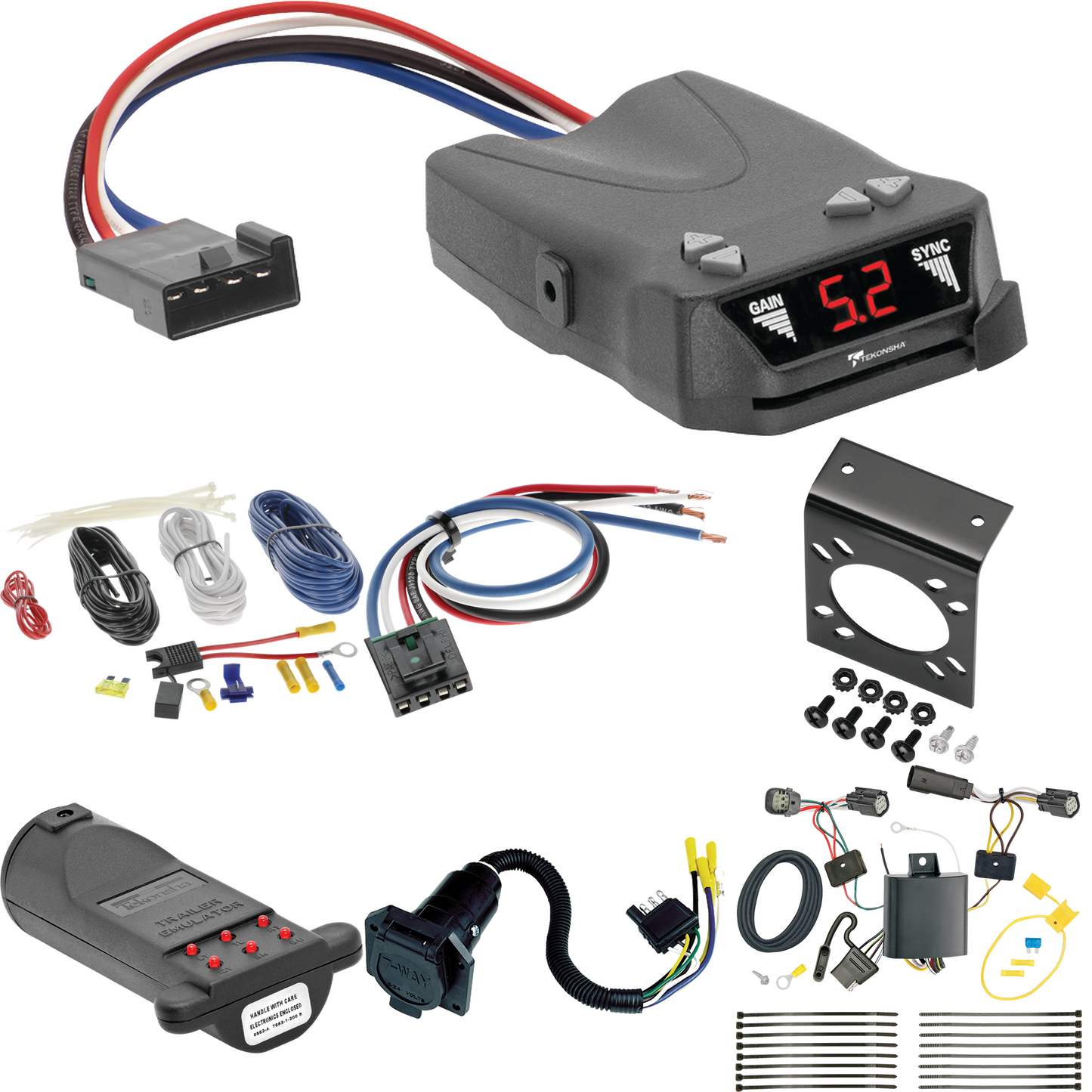 Fits 2017-2022 Chevrolet Trax 7-Way RV Wiring + Tekonsha Brakeman IV Brake Control + Generic BC Wiring Adapter + 7-Way Tester and Trailer Emulator (Excludes: LS Models) By Tekonsha