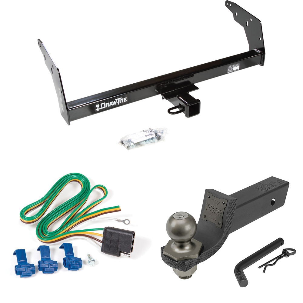 Fits 1996-1997 Chevrolet S10 Trailer Hitch Tow PKG w/ 4-Flat Wiring + Interlock Tactical Starter Kit w/ 2" Drop & 2" Ball (For w/Sportside Bed & Non-Towing Bumper Models) By Draw-Tite