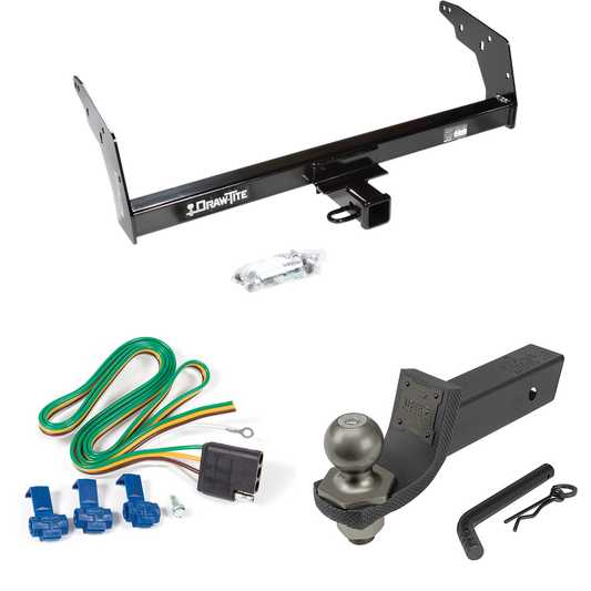 Fits 1996-1997 Chevrolet S10 Trailer Hitch Tow PKG w/ 4-Flat Wiring + Interlock Tactical Starter Kit w/ 2" Drop & 2" Ball (For w/Sportside Bed & Non-Towing Bumper Models) By Draw-Tite