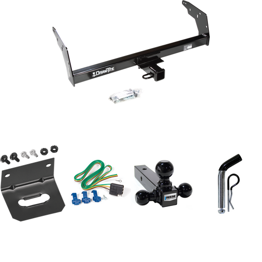 Fits 1996-1997 GMC Sonoma Trailer Hitch Tow PKG w/ 4-Flat Wiring Harness + Triple Ball Ball Mount 1-7/8" & 2" & 2-5/16" Trailer Balls + Pin/Clip + Wiring Bracket (For w/Sportside Bed & Non-Towing Bumper Models) By Draw-Tite