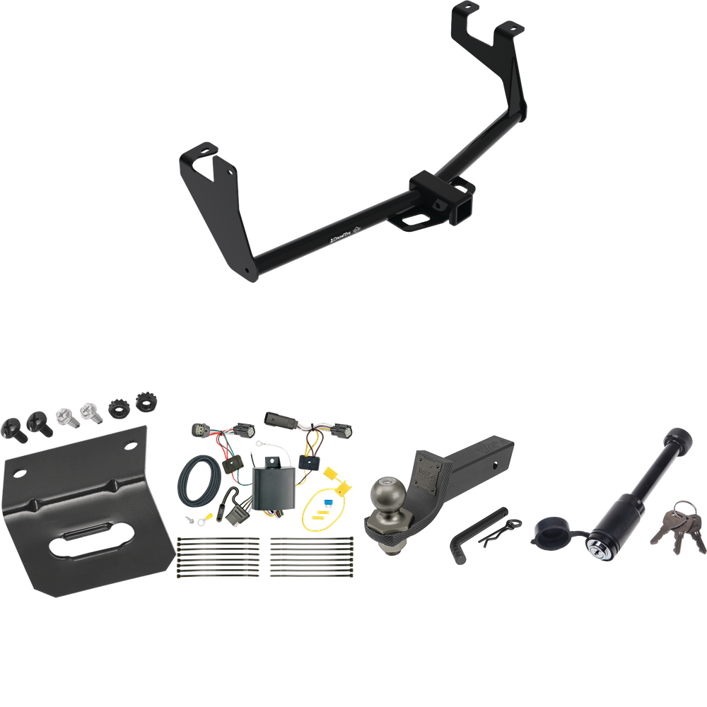 Fits 2017-2022 Chevrolet Trax Trailer Hitch Tow PKG w/ 4-Flat Wiring + Interlock Tactical Starter Kit w/ 2" Drop & 2" Ball + Tactical Dogbone Lock + Wiring Bracket (Excludes: LS Models) By Reese Towpower