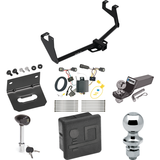 Fits 2017-2022 Chevrolet Trax Trailer Hitch Tow PKG w/ 4-Flat Wiring + Starter Kit Ball Mount w/ 2" Drop & 2" Ball + 1-7/8" Ball + Wiring Bracket + Hitch Lock + Hitch Cover (Excludes: LS Models) By Draw-Tite