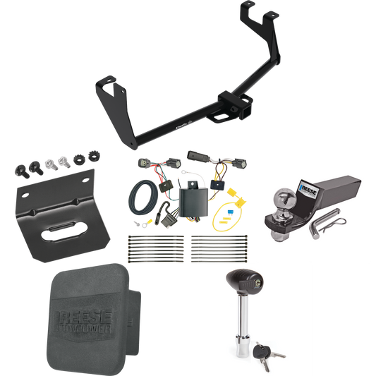 Fits 2017-2022 Chevrolet Trax Trailer Hitch Tow PKG w/ 4-Flat Wiring + Starter Kit Ball Mount w/ 2" Drop & 2" Ball + 1-7/8" Ball + Wiring Bracket + Hitch Lock + Hitch Cover (Excludes: LS Models) By Reese Towpower