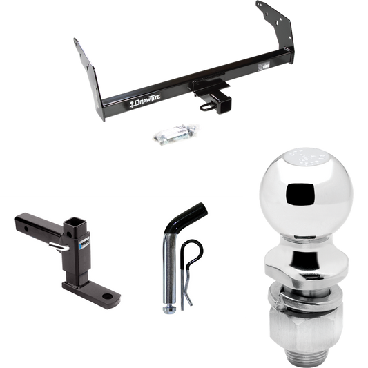 Fits 1998-2004 Chevrolet S10 Trailer Hitch Tow PKG w/ Adjustable Drop Rise Ball Mount + Pin/Clip + 2" Ball By Draw-Tite