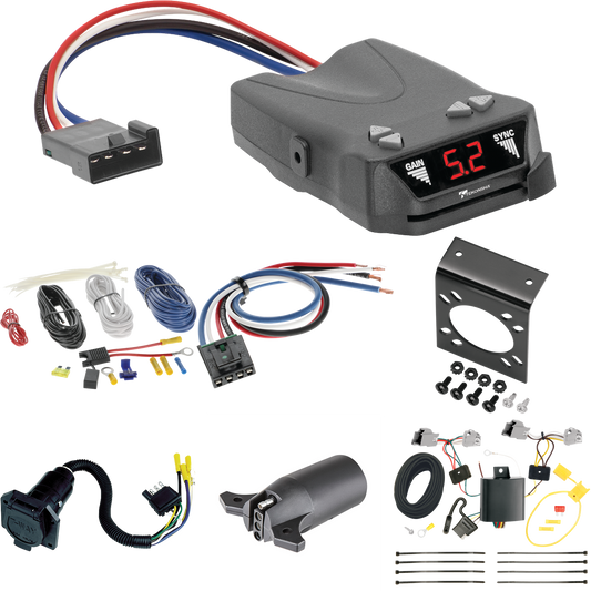 Se adapta al cableado de 7 vías para vehículos recreativos Ford Taurus 2010-2019 + control de frenos Tekonsha Brakeman IV + adaptador de cableado BC genérico + adaptador de 7 a 4 vías (para modelos sedán) de Tekonsha