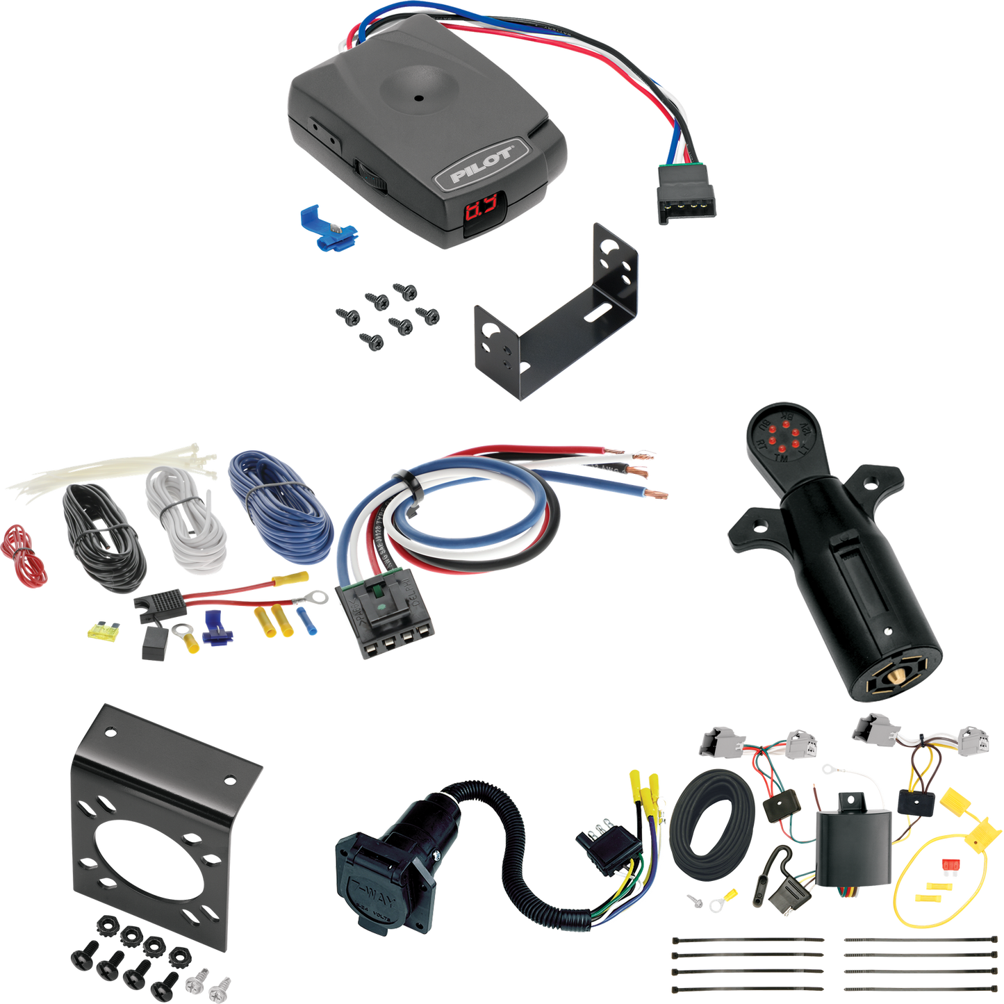 Fits 2010-2019 Ford Taurus 7-Way RV Wiring + Pro Series Pilot Brake Control + Generic BC Wiring Adapter + 7-Way Tester (For Sedan Models) By Tekonsha