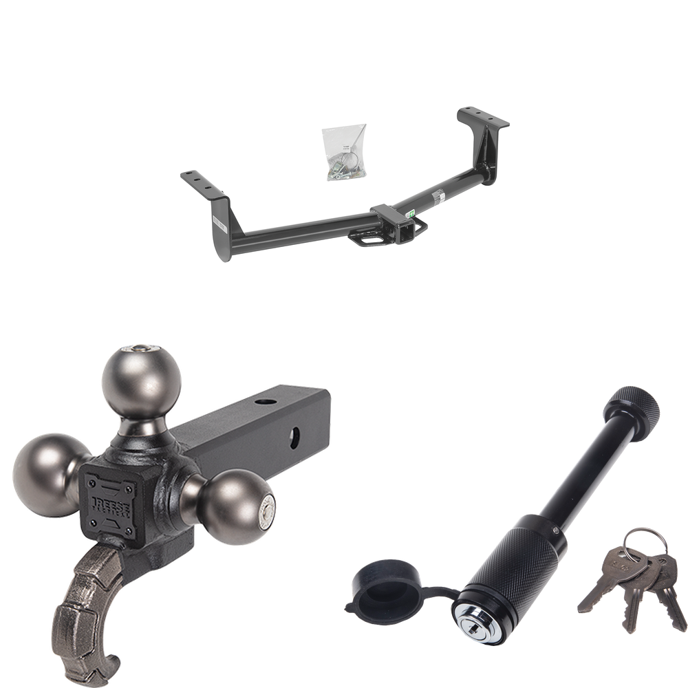 Fits 2013-2016 Ford Ranger Trailer Hitch Tow PKG + Triple Ball Tactical Ball Mount 1-7/8" & 2" & 2-5/16" Balls w/ Tow Hook + Tactical Dogbone Lock By Reese Towpower