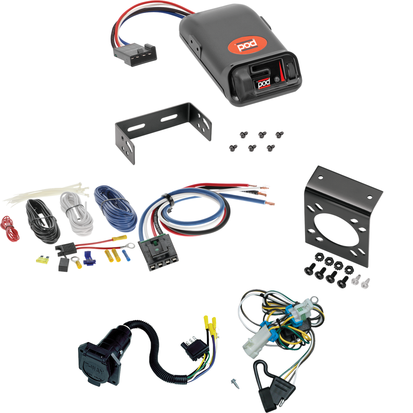 Fits 1998-2004 GMC Sonoma 7-Way RV Wiring + Pro Series POD Brake Control + Generic BC Wiring Adapter By Tekonsha