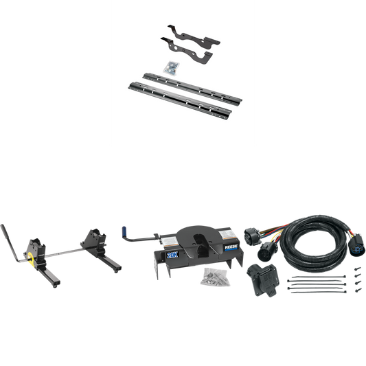 Fits 2017-2023 Ford F-350 Super Duty Custom Industry Standard Above Bed Rail Kit + 20K Fifth Wheel + Square Slider + In-Bed Wiring (For 6-1/2' or Shorter Bed, Except Dual Rear Wheel or Cab & Chassis, w/o Factory Puck System Models) By Reese