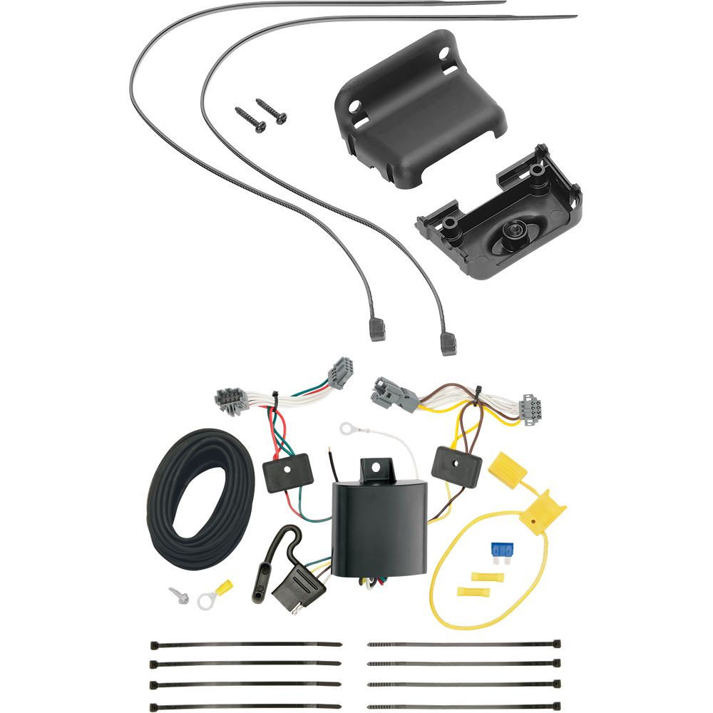 Fits 2013-2016 Chevrolet Trax 4-Flat Vehicle End Trailer Wiring Harness + Wiring Bracket By Tekonsha