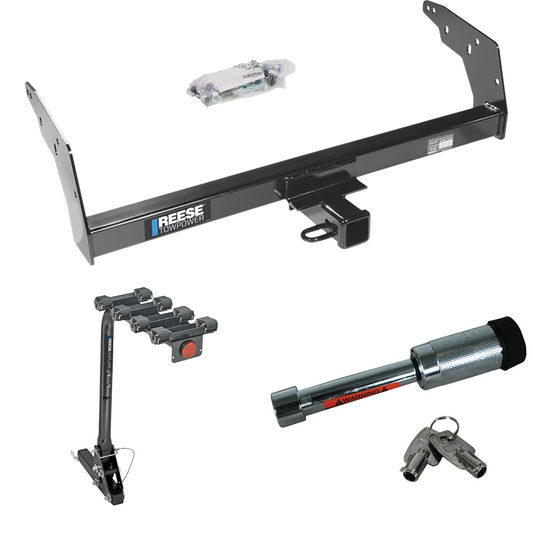 Fits 1998-2004 Chevrolet S10 Trailer Hitch Tow PKG w/ 4 Bike Carrier Rack + Hitch Lock By Reese Towpower