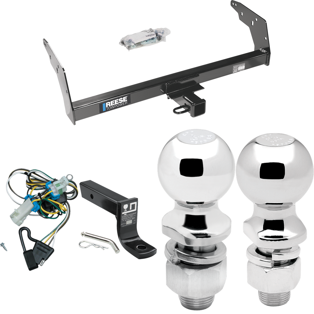 Fits 1998-2004 Chevrolet S10 Trailer Hitch Tow PKG w/ 4-Flat Wiring + Ball Mount w/ 4" Drop + 2" Ball + 2-5/16" Ball By Reese Towpower