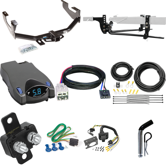 Fits 2005-2007 Ford F-350 Super Duty Trailer Hitch Tow PKG w/ 11.5K Round Bar Weight Distribution Hitch w/ 2-5/16" Ball + Pin/Clip + Tekonsha Prodigy P2 Brake Control + Plug & Play BC Adapter + 7-Way RV Wiring (Excludes: Cab & Chassis Models) By Rees