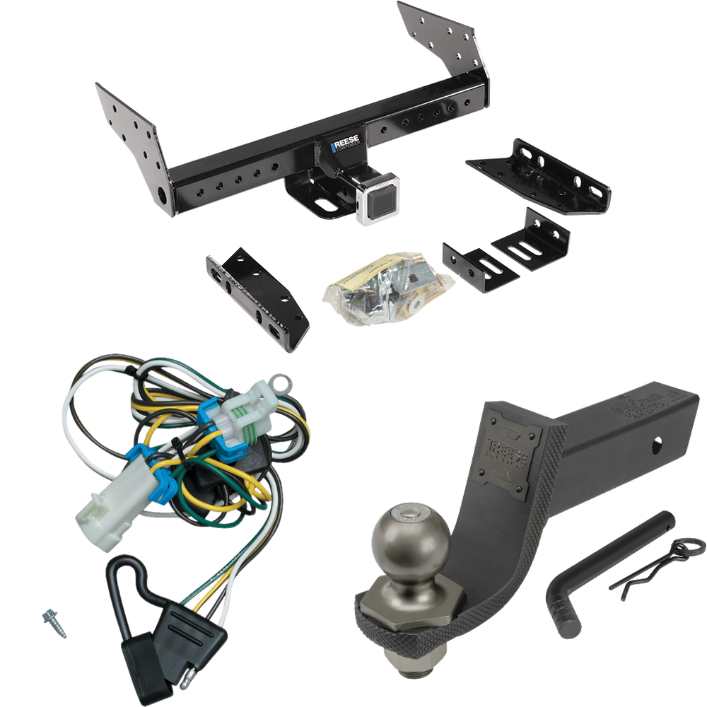 Fits 1998-2000 Isuzu Hombre Trailer Hitch Tow PKG w/ 4-Flat Wiring + Interlock Tactical Starter Kit w/ 3-1/4" Drop & 2" Ball (For w/Step Bumper Models) By Reese Towpower