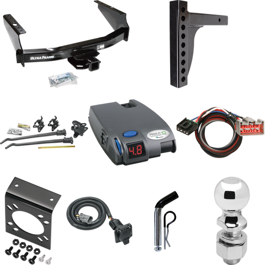 Fits 1999-2001 Ford F-250 Super Duty Trailer Hitch Tow PKG w/ 12K Trunnion Bar Weight Distribution Hitch + Pin/Clip + 2-5/16" Ball + Tekonsha Primus IQ Brake Control + Plug & Play BC Adapter + 7-Way RV Wiring (Excludes: Cab & Chassis Models) By Draw-