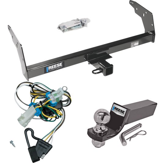 Fits 1998-2000 Isuzu Hombre Trailer Hitch Tow PKG w/ 4-Flat Wiring + Starter Kit Ball Mount w/ 2" Drop & 2" Ball (For w/Step Bumper Models) By Reese Towpower