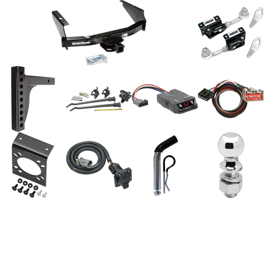 Fits 1999-2001 Ford F-350 Super Duty Trailer Hitch Tow PKG w/ 12K Trunnion Bar Weight Distribution Hitch + Pin/Clip + Dual Cam Sway Control + 2-5/16" Ball + Tekonsha Brakeman IV Brake Control + Plug & Play BC Adapter + 7-Way RV Wiring (Excludes: Cab